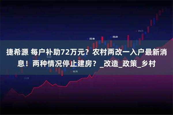 捷希源 每户补助72万元？农村两改一入户最新消息！两种情况停止建房？_改造_政策_乡村